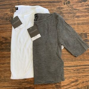 Topshop Crop Top Set Grey and White